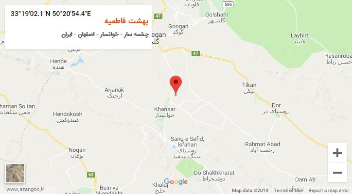 روستای بهشت فاطمیه بر روی نقشه