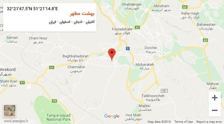 روستای بهشت مطهر بر روی نقشه