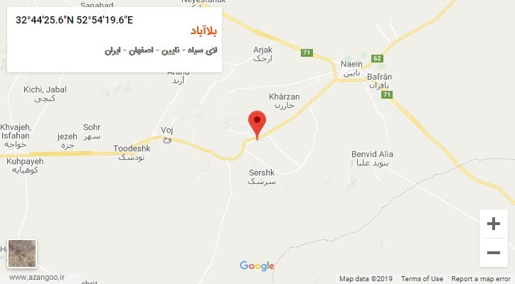 روستای بلاآباد بر روی نقشه