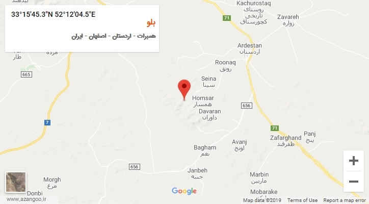 روستای بلو بر روی نقشه