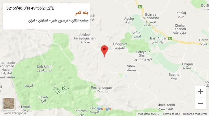 روستای بنه کمر بر روی نقشه