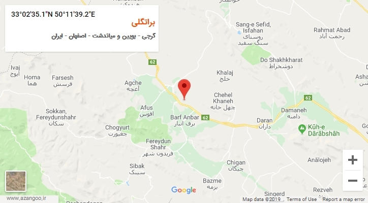 روستای براتگلی بر روی نقشه