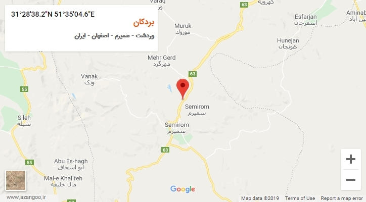 روستای بردکان بر روی نقشه