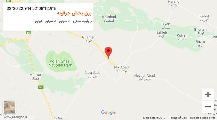 روستای برق بخش جرقویه بر روی نقشه
