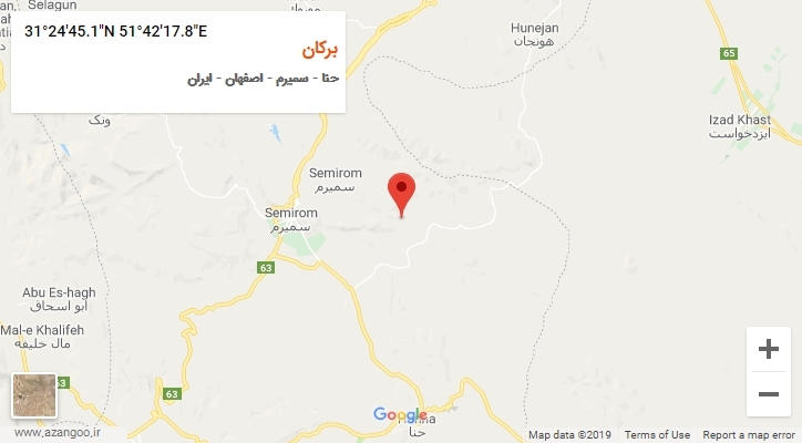 روستای برکان بر روی نقشه