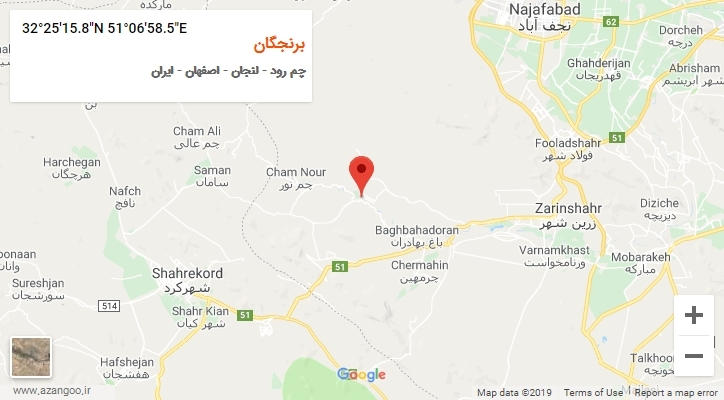 روستای برنجگان بر روی نقشه