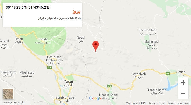 روستای برروز بر روی نقشه