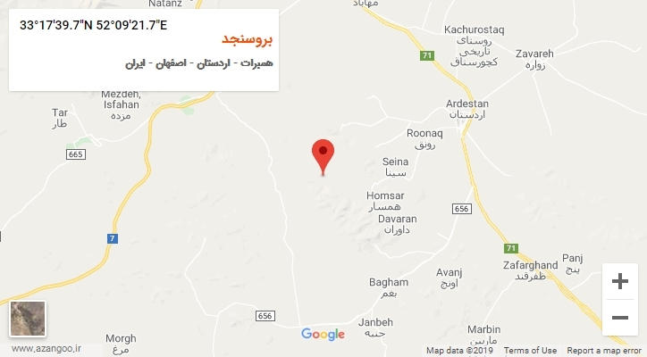روستای بروسنجد بر روی نقشه
