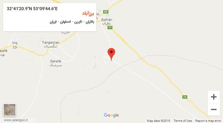 روستای برزآباد بر روی نقشه