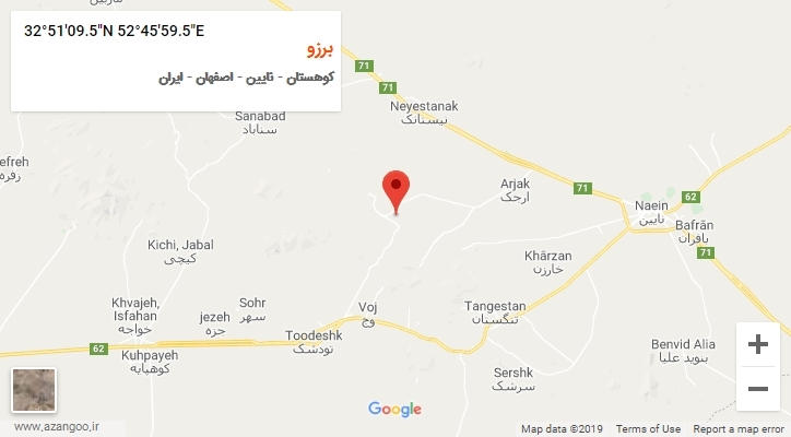 روستای برزو بر روی نقشه