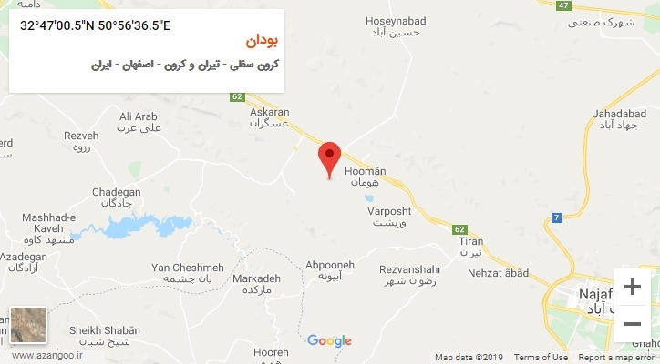 روستای بودان بر روی نقشه