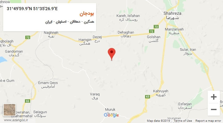 روستای بودجان بر روی نقشه
