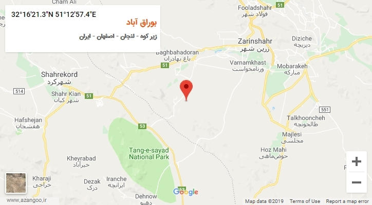 روستای بوراق آباد بر روی نقشه