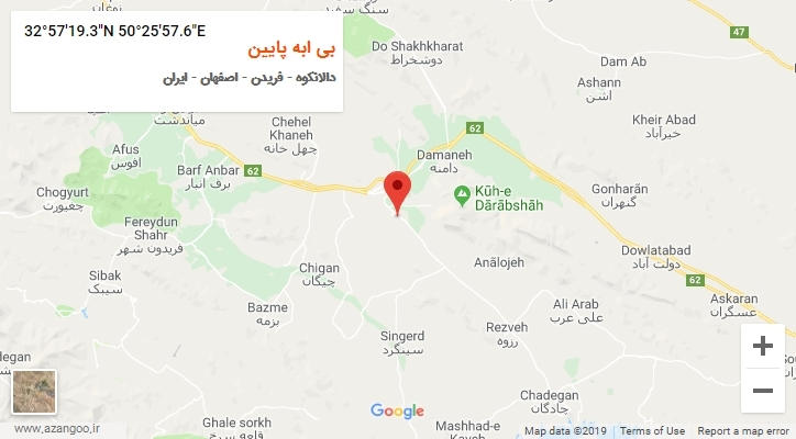 روستای بی ابه پایین بر روی نقشه