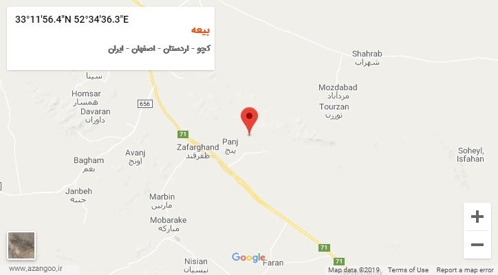روستای بیعه بر روی نقشه