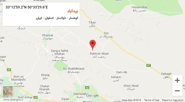 روستای بیدآباد بر روی نقشه