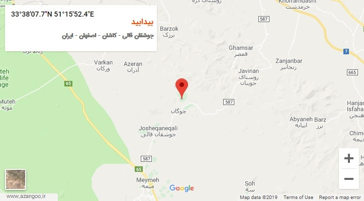 روستای بیدابید بر روی نقشه