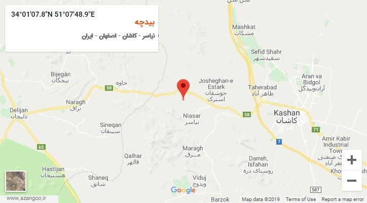 روستای بیدچه بر روی نقشه