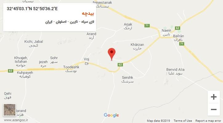 روستای بیدچه بر روی نقشه