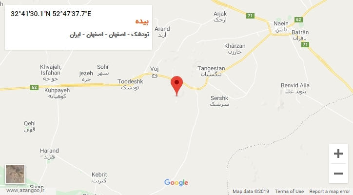 روستای بیده بر روی نقشه