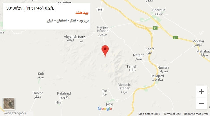 روستای بیدهند بر روی نقشه