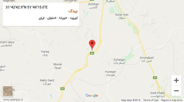 روستای بیدک بر روی نقشه