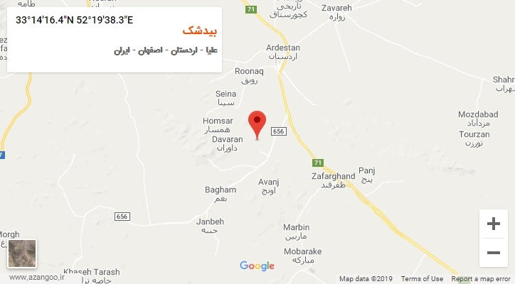 روستای بیدشک بر روی نقشه