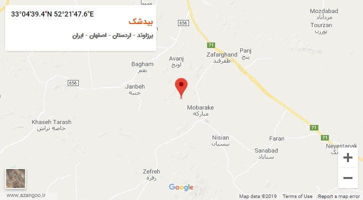روستای بیدشک بر روی نقشه