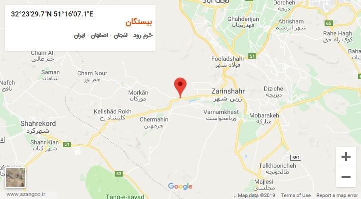 روستای بیستگان بر روی نقشه
