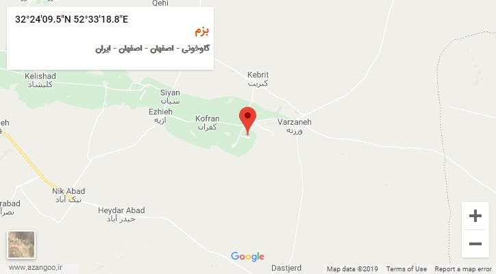 روستای بزم بر روی نقشه