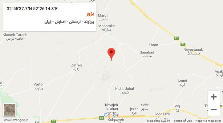 روستای بزور بر روی نقشه