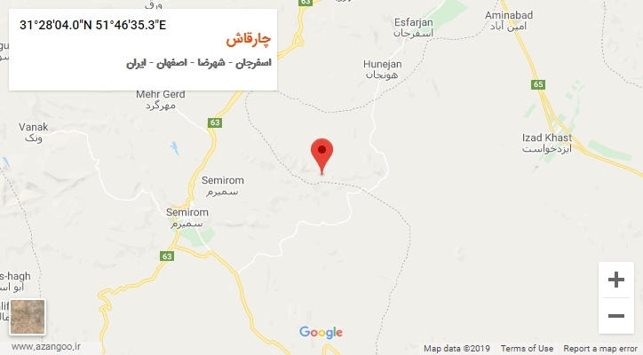 روستای چارقاش بر روی نقشه