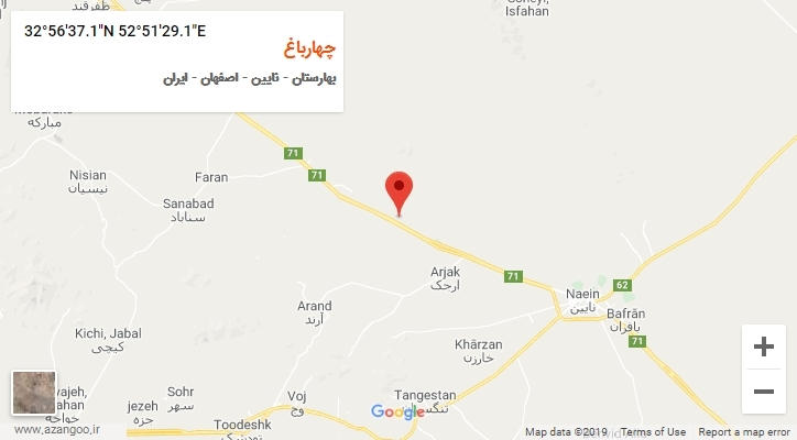 روستای چهارباغ بر روی نقشه