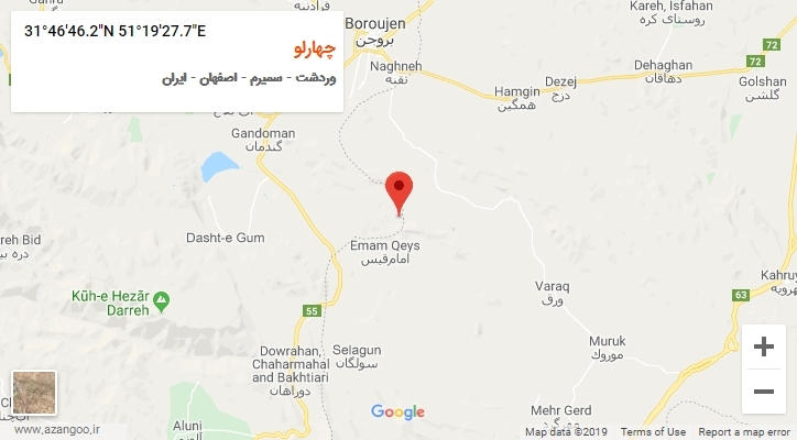 روستای چهارلو بر روی نقشه