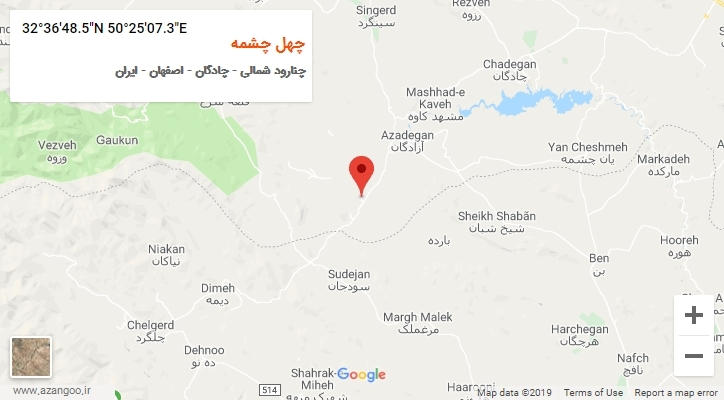 روستای چهل چشمه بر روی نقشه
