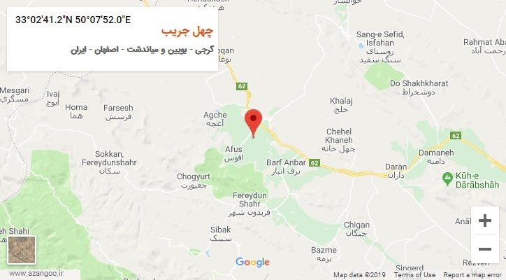 روستای چهل جریب بر روی نقشه