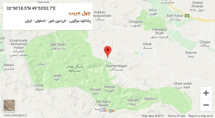 روستای چهل جریب بر روی نقشه