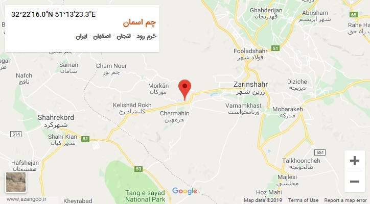 روستای چم اسمان بر روی نقشه