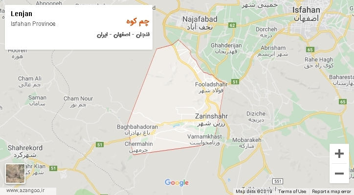 دهستان چم کوه بر روی نقشه