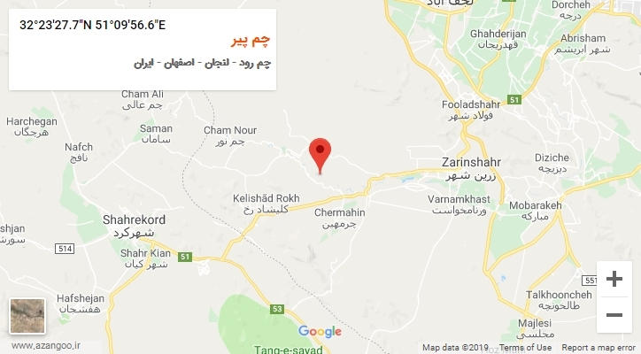 روستای چم پیر بر روی نقشه