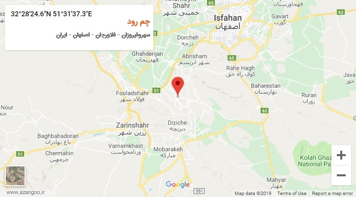 روستای چم رود بر روی نقشه