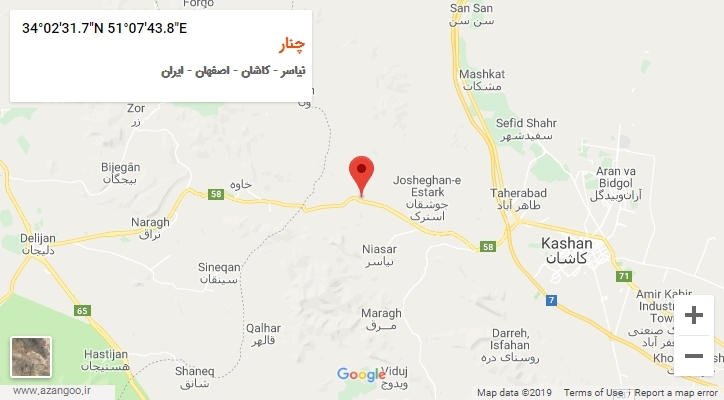 روستای چنار بر روی نقشه