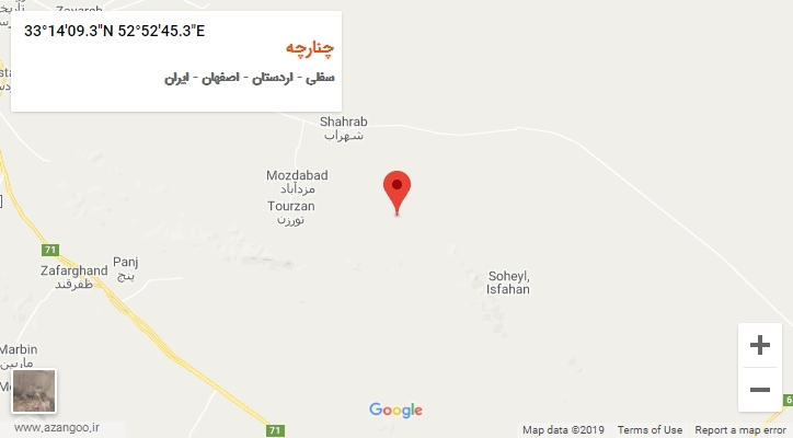 روستای چنارچه بر روی نقشه