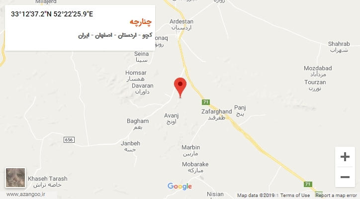 روستای چنارچه بر روی نقشه