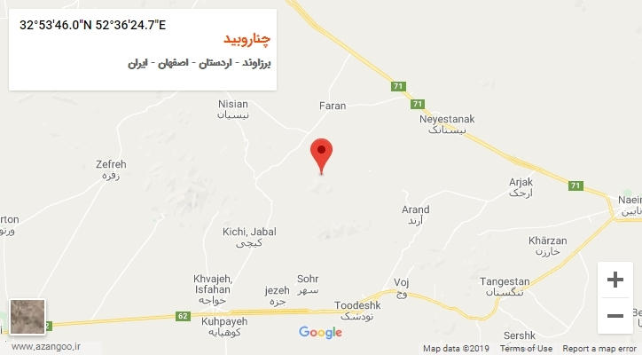 روستای چناروبید بر روی نقشه