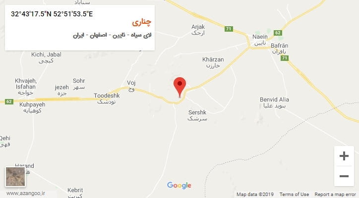 روستای چناری بر روی نقشه
