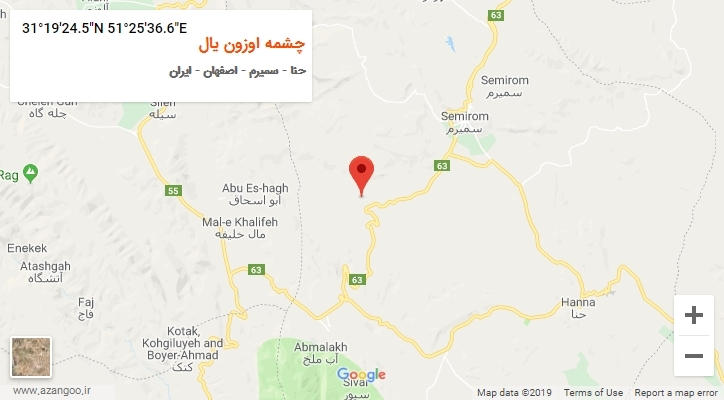روستای چشمه اوزون یال بر روی نقشه