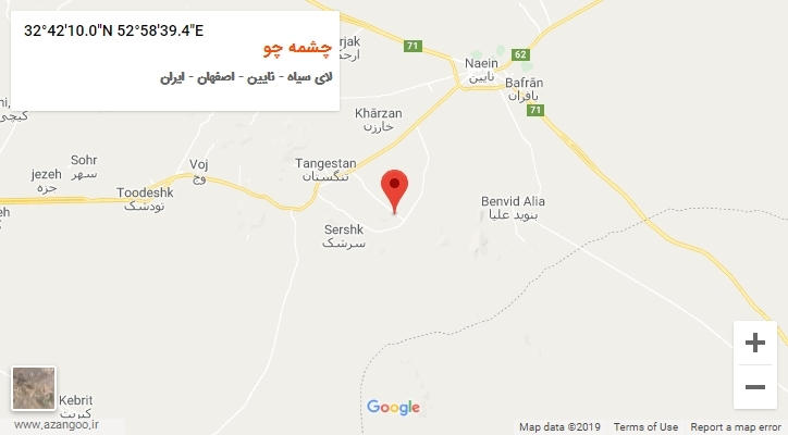 روستای چشمه چو بر روی نقشه