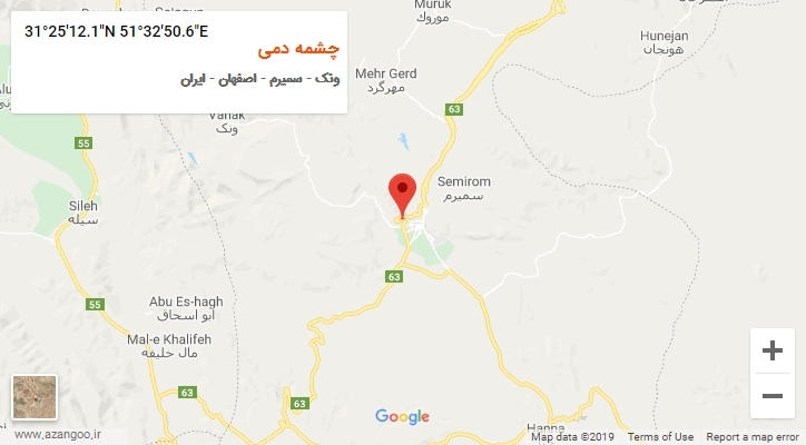 روستای چشمه دمی بر روی نقشه