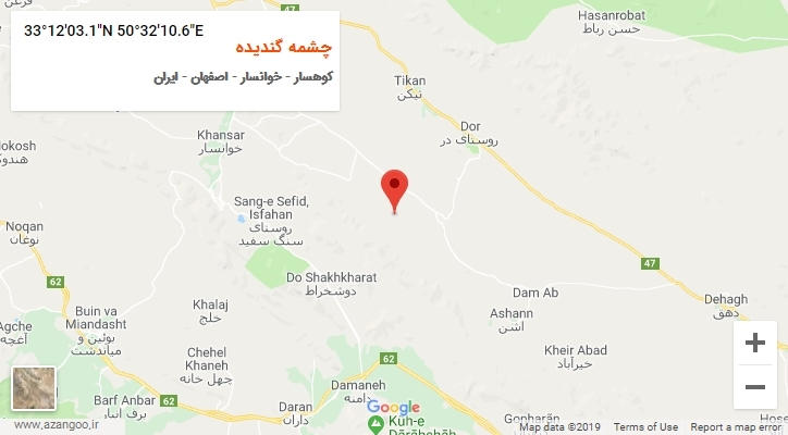 روستای چشمه گندیده بر روی نقشه
